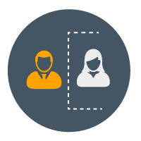 two people separated by a dotted line to symbolize professional coaching, which is one of the best leadership training types