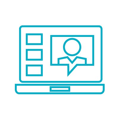 illustration of a laptop with an online learning course happening to show that online courses are among the tools for blended learning