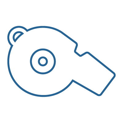 icon of a coaching whistle to show that organizations can prevent revenge quitting by training leaders to be effective coaches