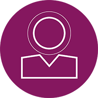 an icon of a business person with another larger circle surrounding his head to show this reason why executives fail is because they are overconfident, without enough introspection