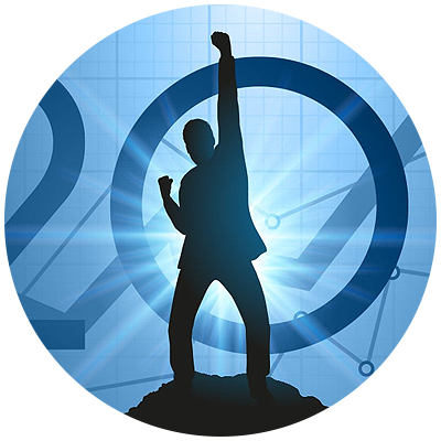 confident business professional with his fist in the air