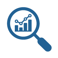 magnifying glass with a bar chart zoomed in on to show that this best practice for building a strong leadership pipeline is that data must be a non-negotiable