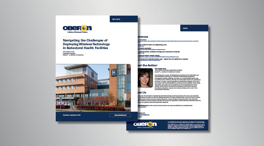White paper titled 'Navigating the Challenges of Deploying Wireless Technology in Behavioral Health Facilities'.