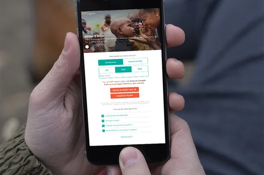Image showing Fred Hollows Foundation website on a mobile phone
