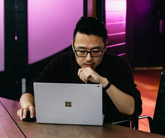 man working on laptop