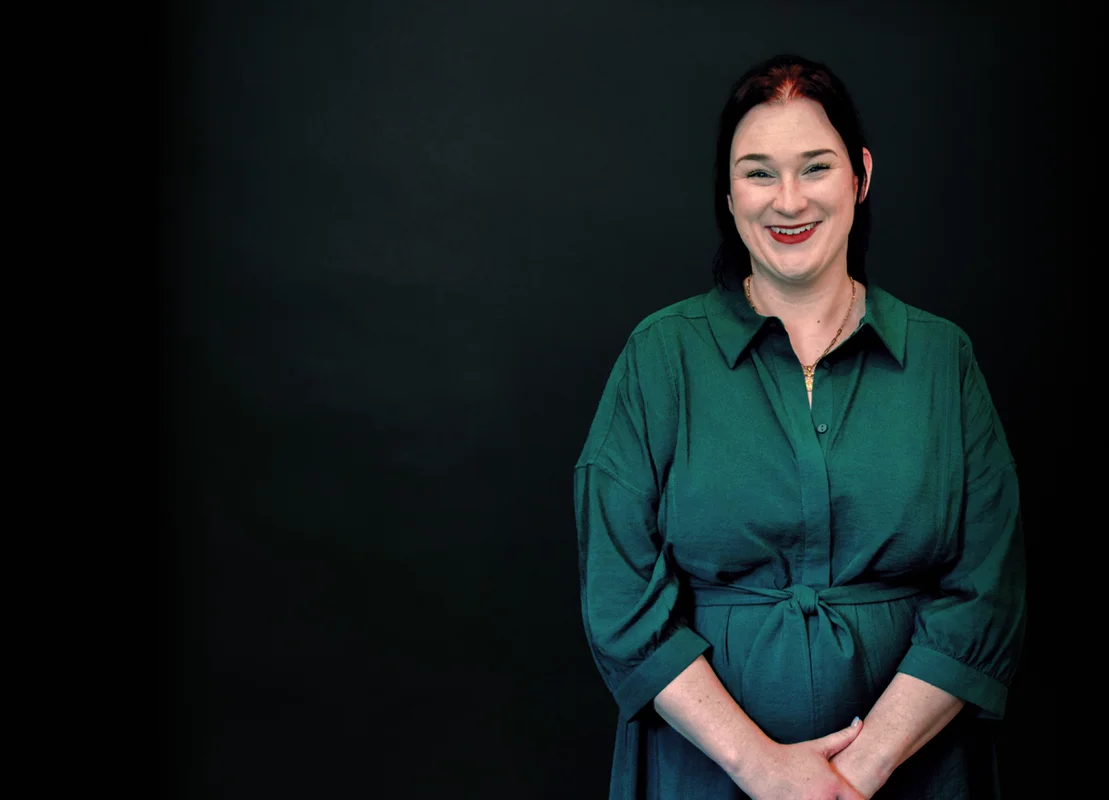 Picture of Bridget against a black screen