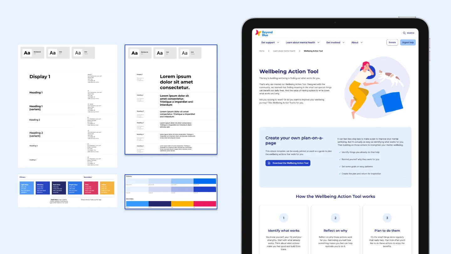 Picture of the Beyond Blue interafce on iPad