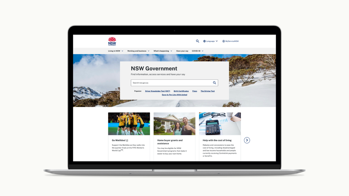 Picture of the NSW Gov website interface