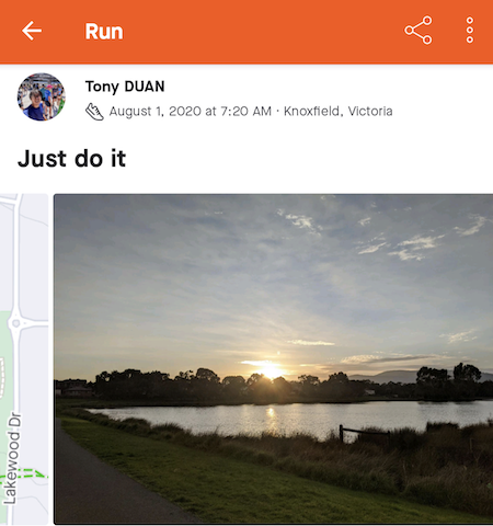 Tony's first Strava post from Fred's Big Run