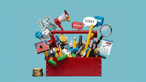 Toolbox with a number of digital apps and tools inside