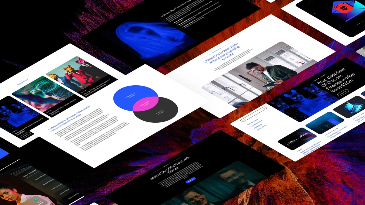 Diagonal view of Eftsure website design