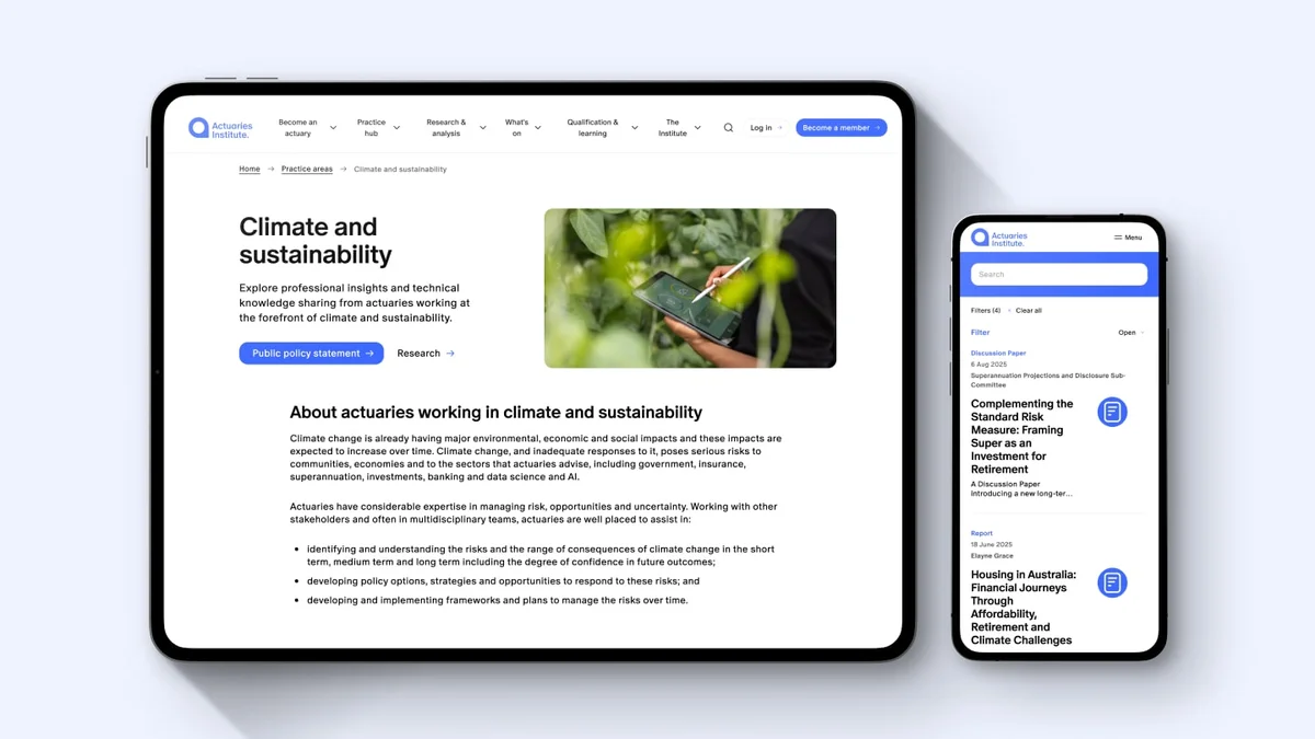 Picture of the Actuaries Institute laptop and iphone