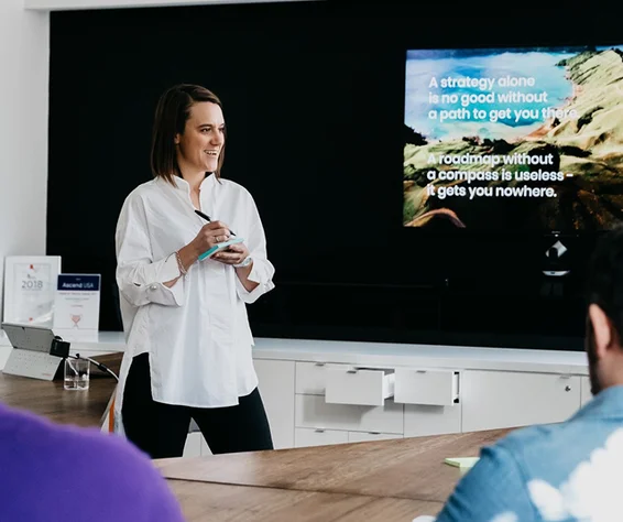 women giving presentation