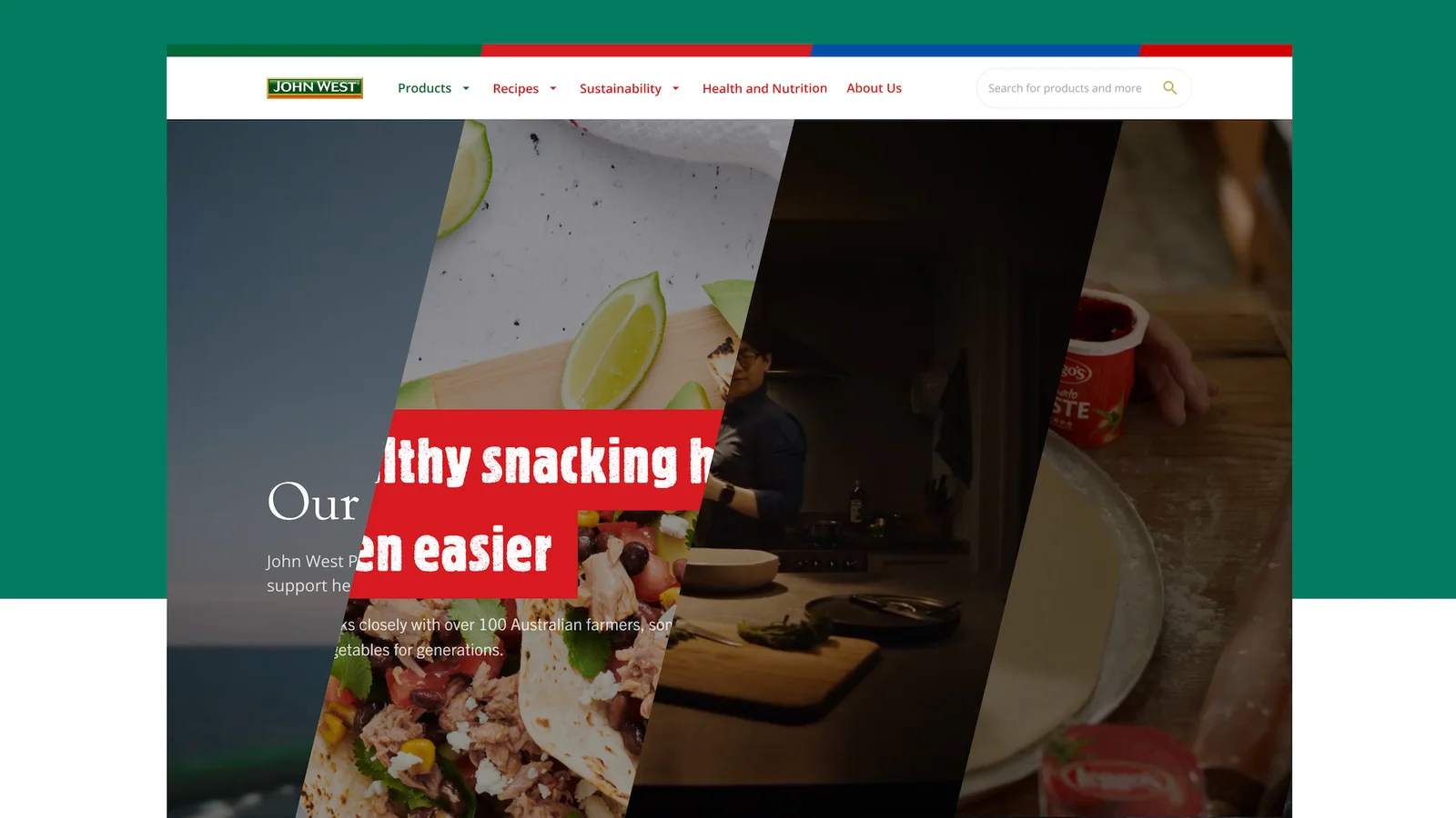 Picture of five Simplot websites blended together to depict the mutiple brand system