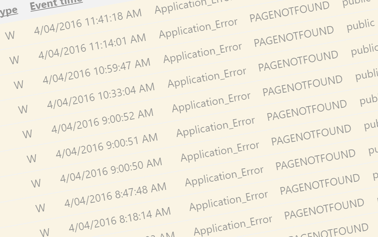 Event Log Page Not Found