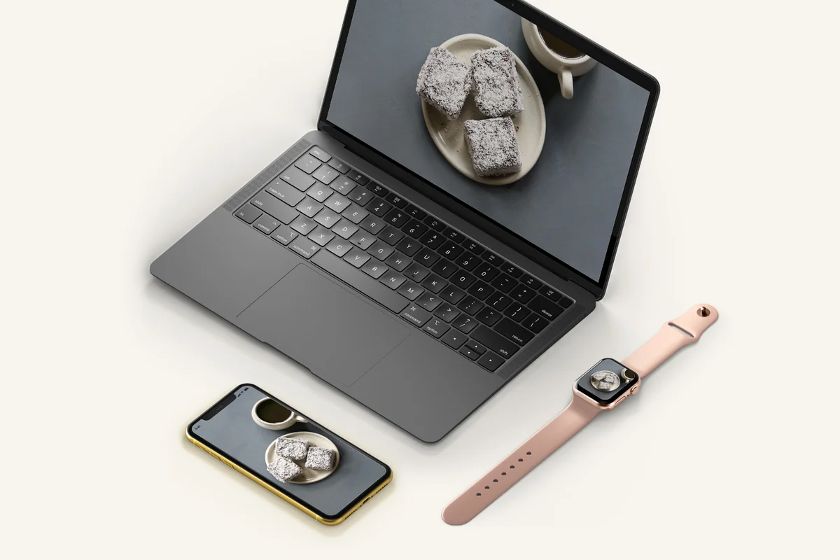 Content as a Service (CaaS) headless content management system serving the same content to different content platforms: laptop, mobile, smart watch