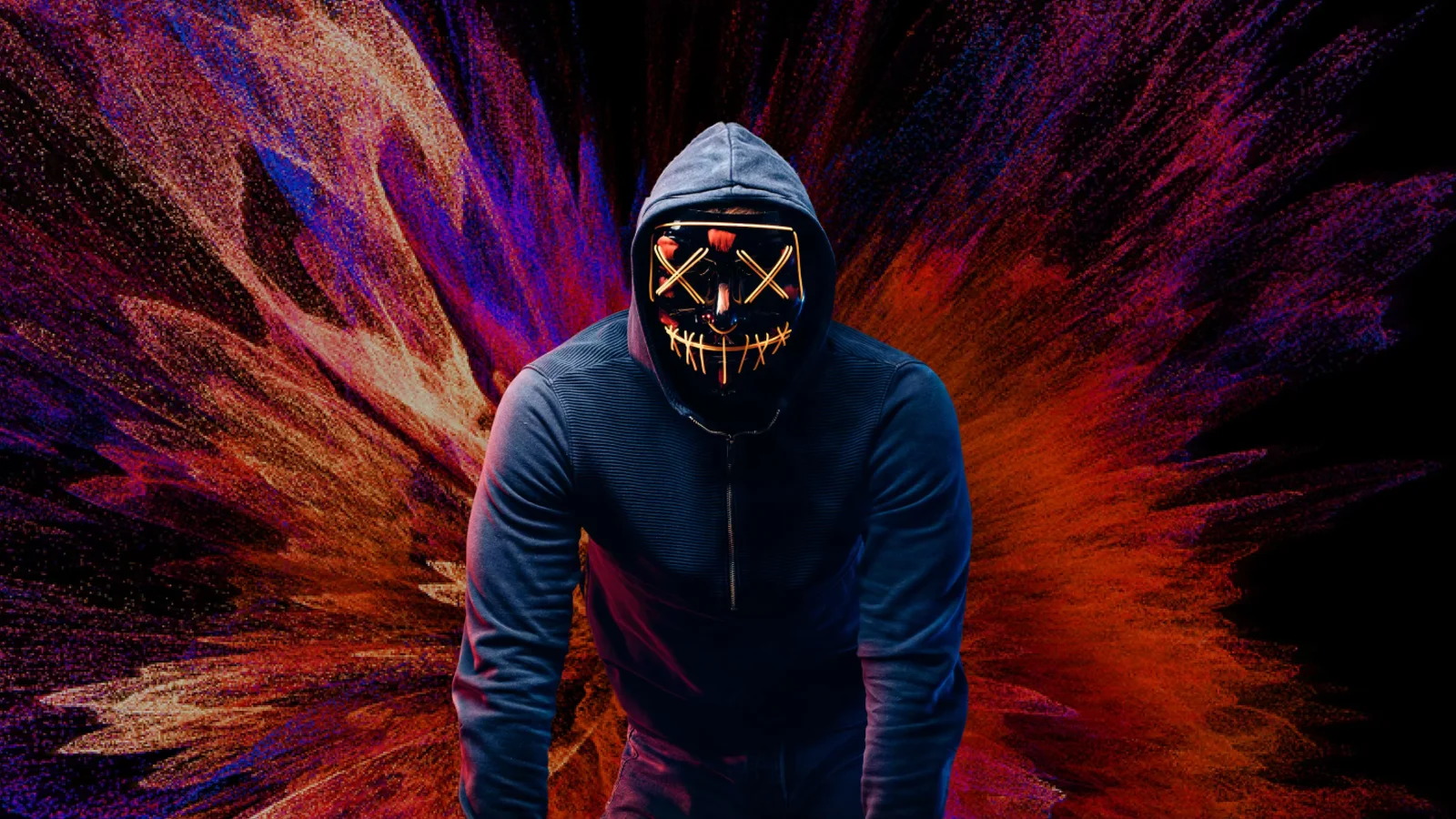 Scary photo of person with mask