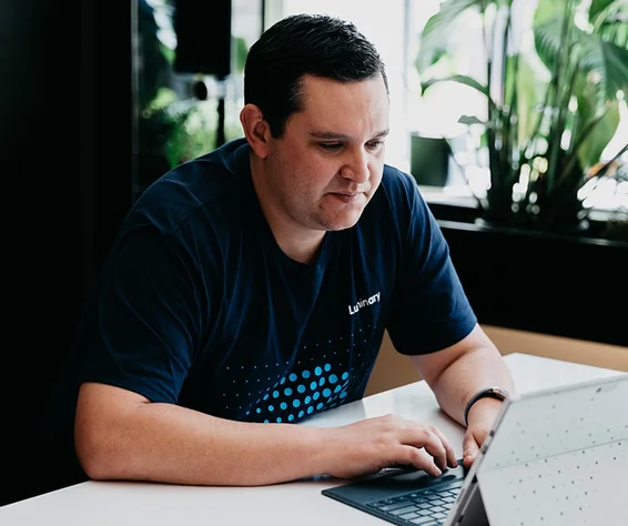 man working on a laptop