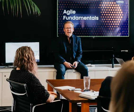 man giving presentation