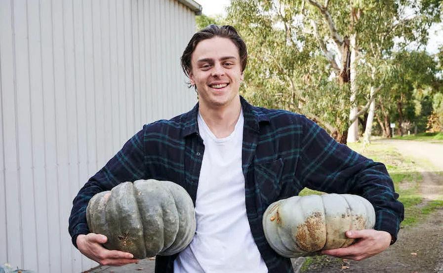 Joe with pumpkins