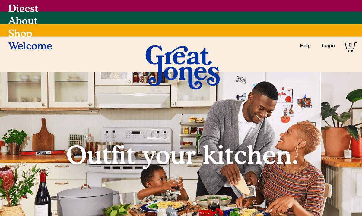 Screenshot of Great Jones website