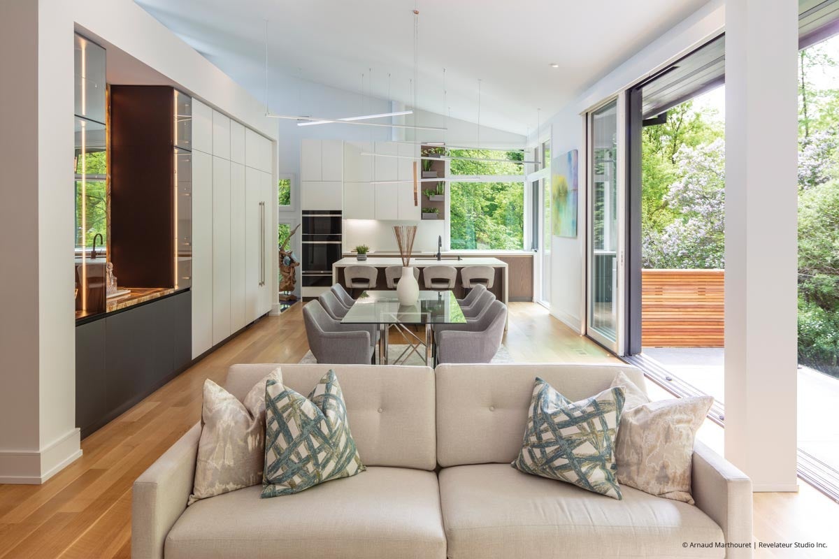 AM603 - open concept interior of modern home - Ultra Series windows and multi-slide door
