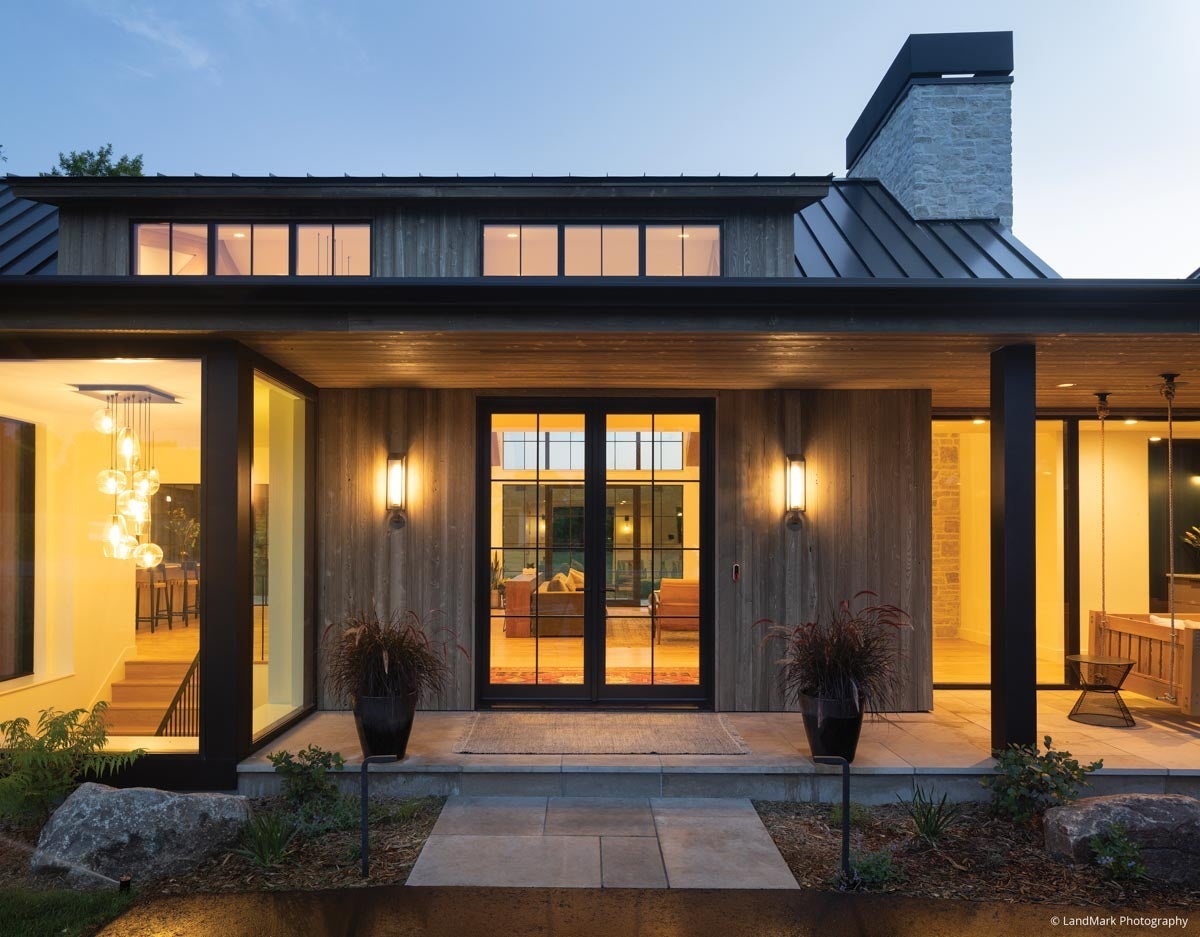 AN313 - front entrance of contemporary home with VistaLuxe Collection windows and doors