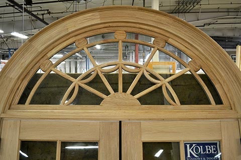 CS79-2, White Oak French Door with Radius Transom (interior of transom)