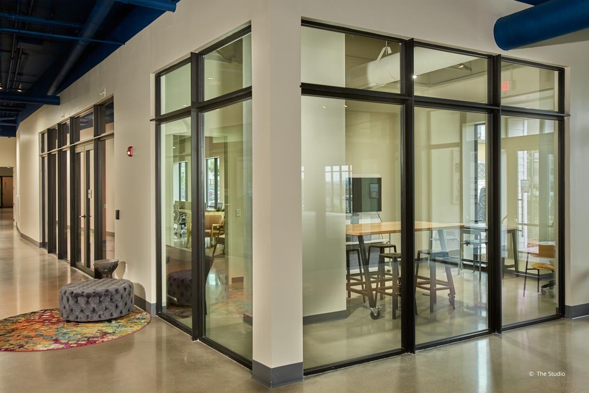 AO955 - Interior of commercial building with VistaLuxe AL windows and doors