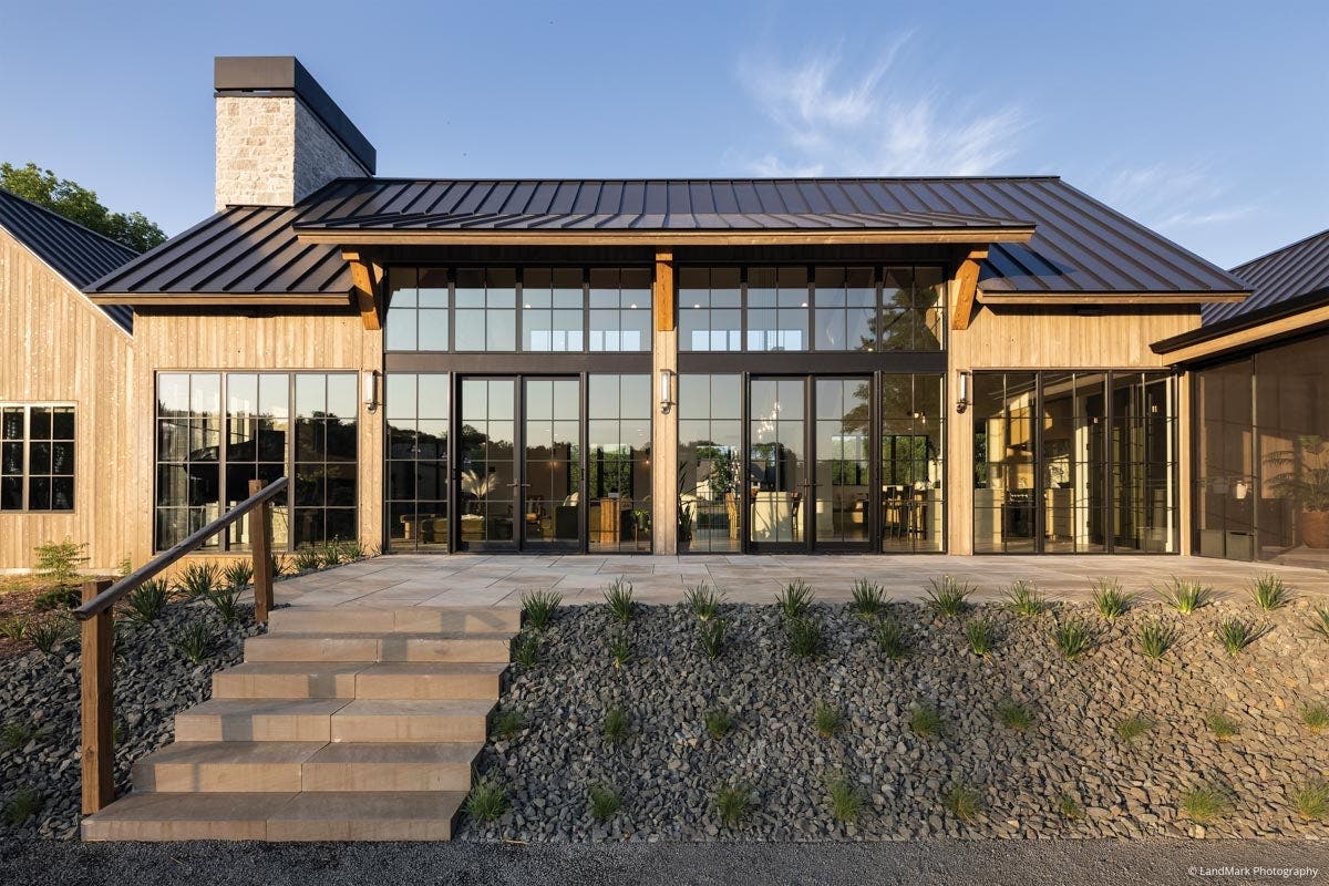 AN308 - back of contemporary home with VistaLuxe Collection windows and doors