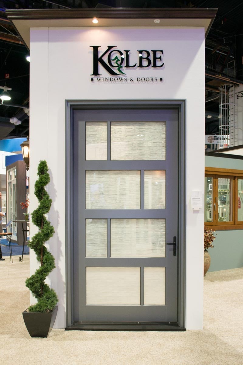 CS53-3, Modern Door with Custom Glass, Cross Rails, PDL and Concealed Hinges  (exterior)