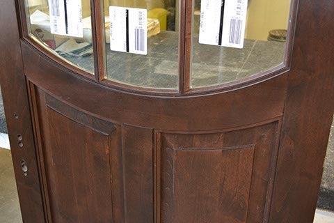 CS38-6, Alder Door with Inverted-Radius Glass Lite (interior closeup)
