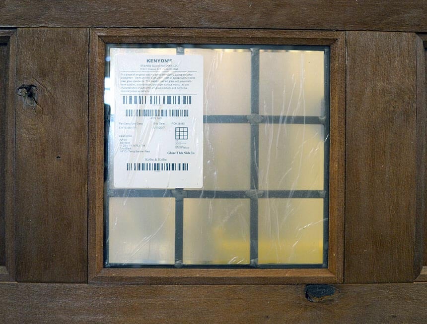 CS88-03, Radius-Top Knotty Alder Door with Wire-Brushed Finish (interior closeup)