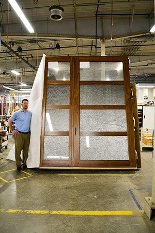 CS69-1, Over-Sized Entrance Door & Sidelite with Pattern Glass & Concealed Hinges (interior)
