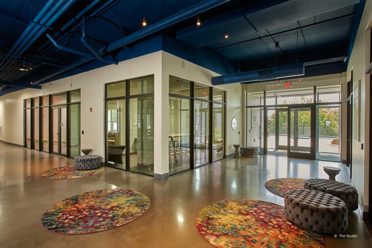 AO952 - Interior of commercial building with VistaLuxe AL windows and doors