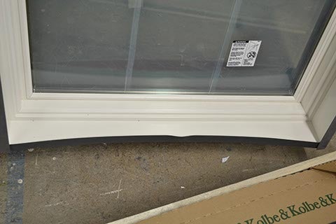 CS35-4, Head & Sill Trim Curves Out to Exterior (interior sill closeup)