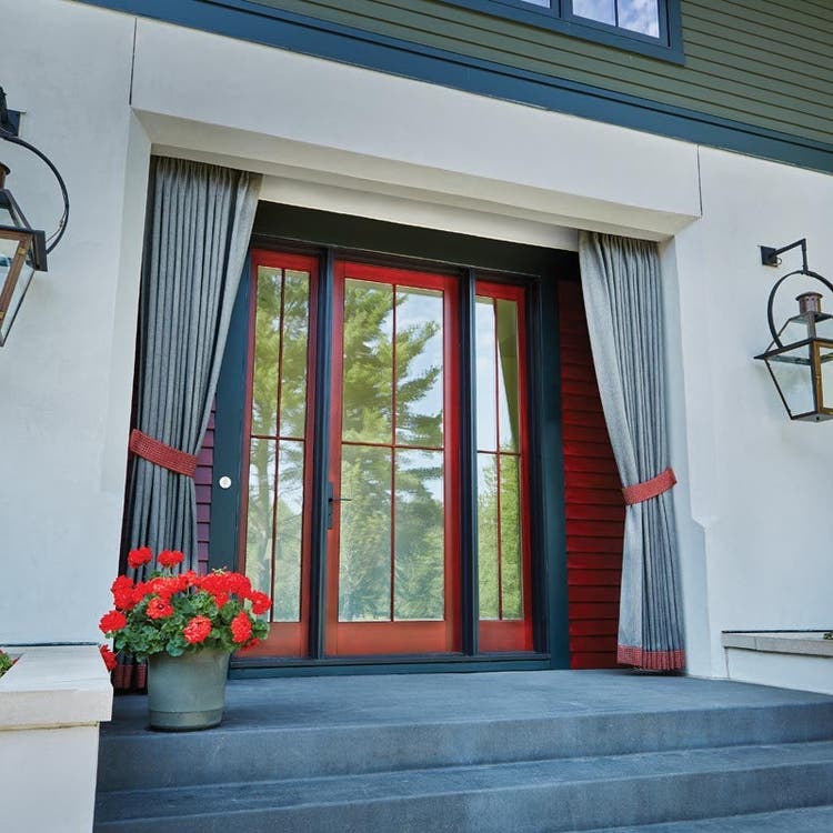 Inswing entrance door with custom Vertical Grain fir panels & sidelites