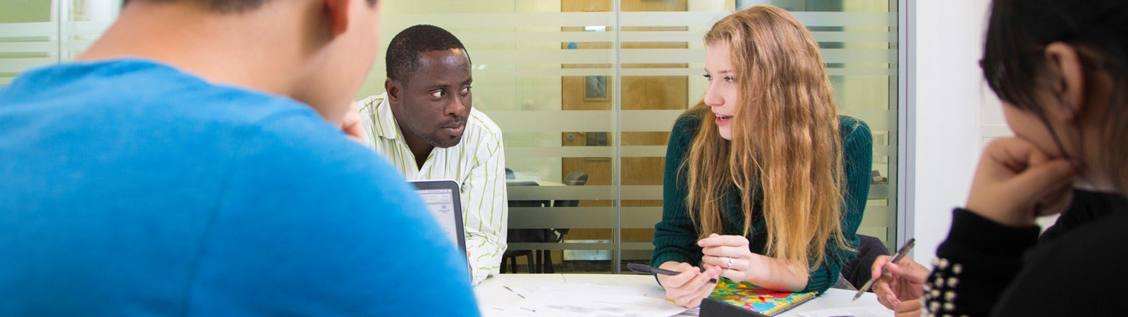 Students working together in class