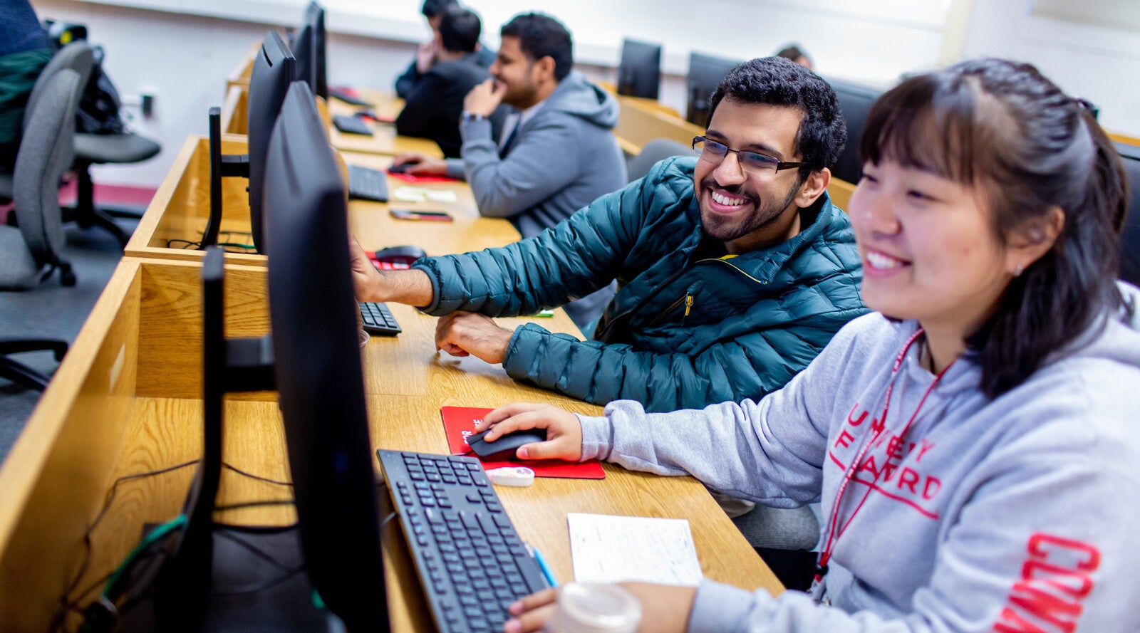 Students working on computers in class