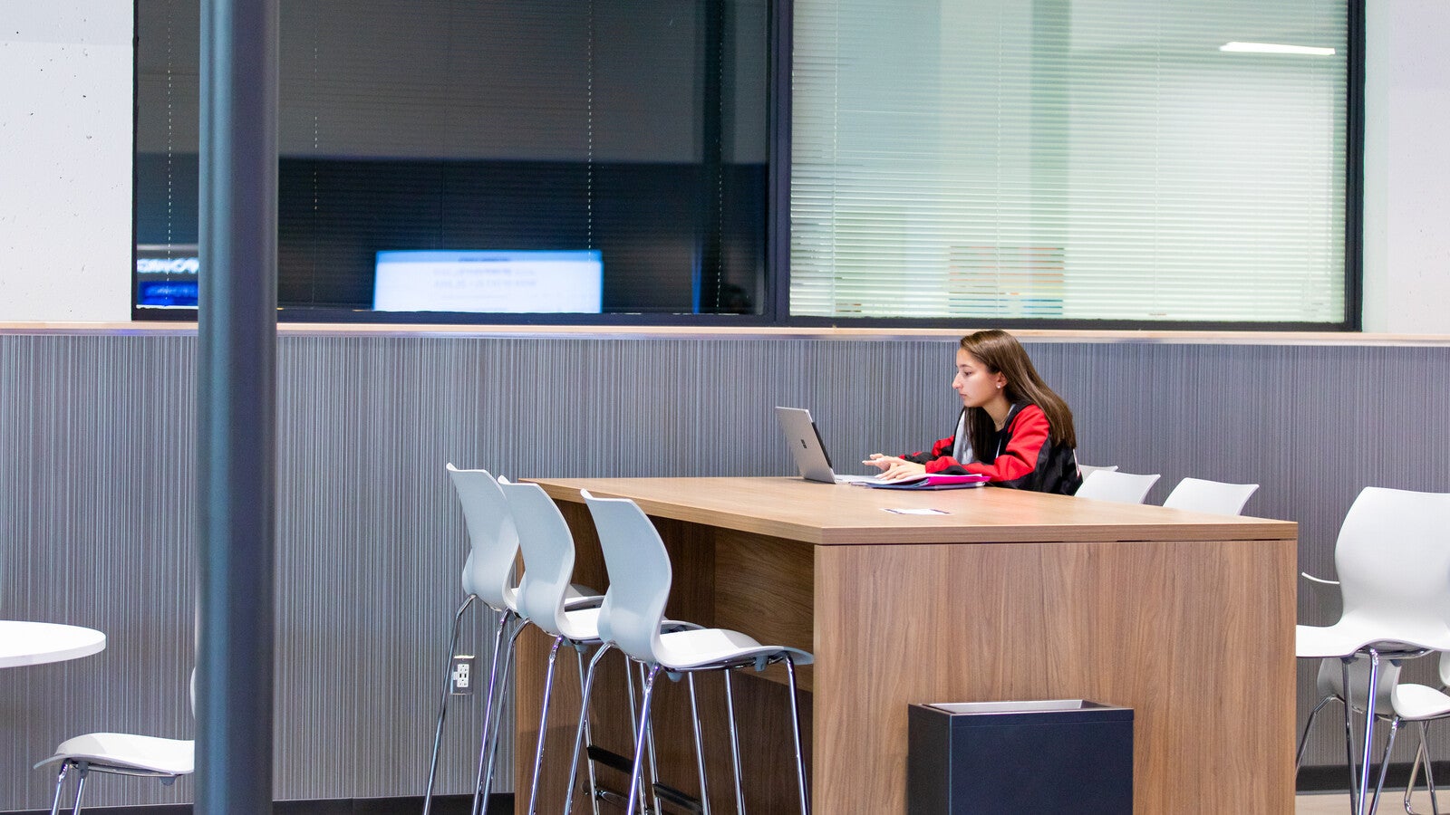 Student studying at table