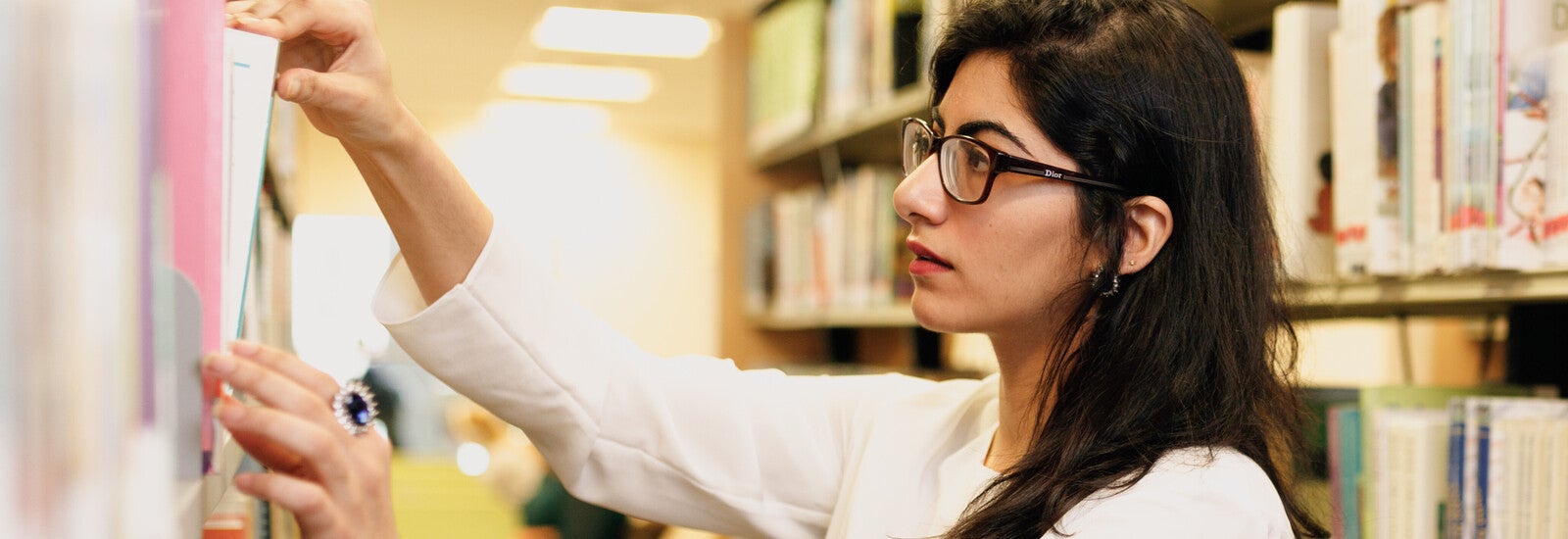 International student in the library