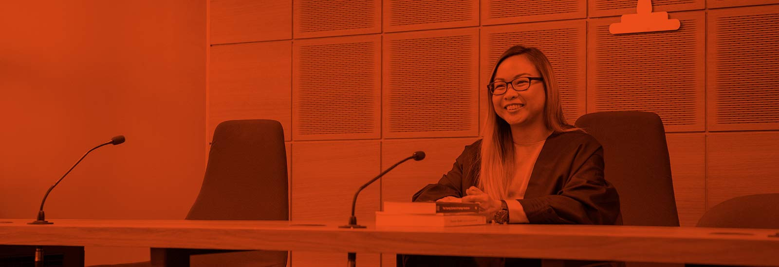 A University of Sussex student in a law court