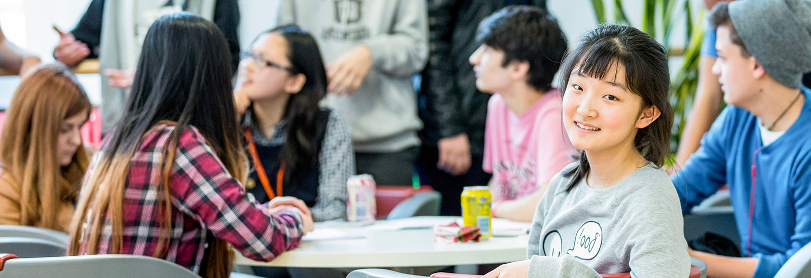A group of Bellerbys students in a cafeteria