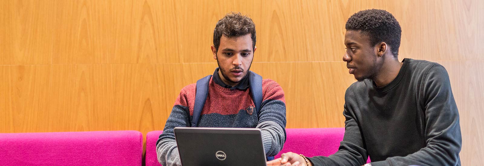 Two students working together.