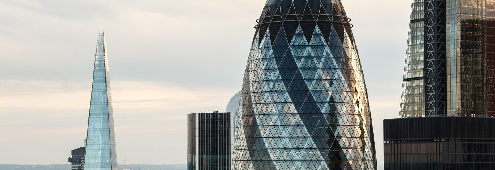 Skyline of London focusing on The Shard and The Gherkin