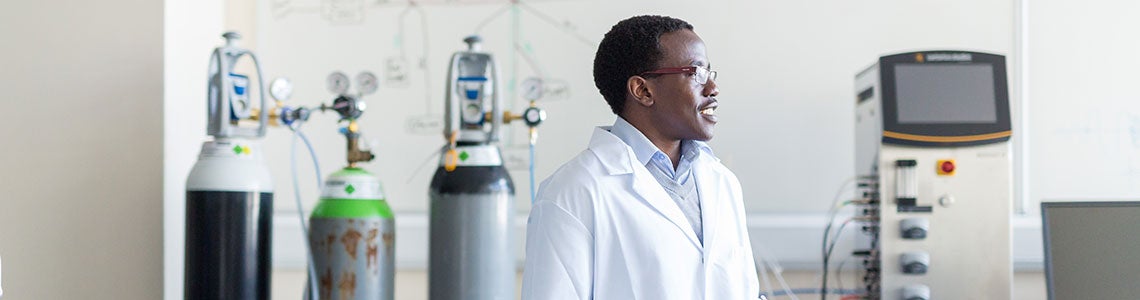 Student in lab coat
