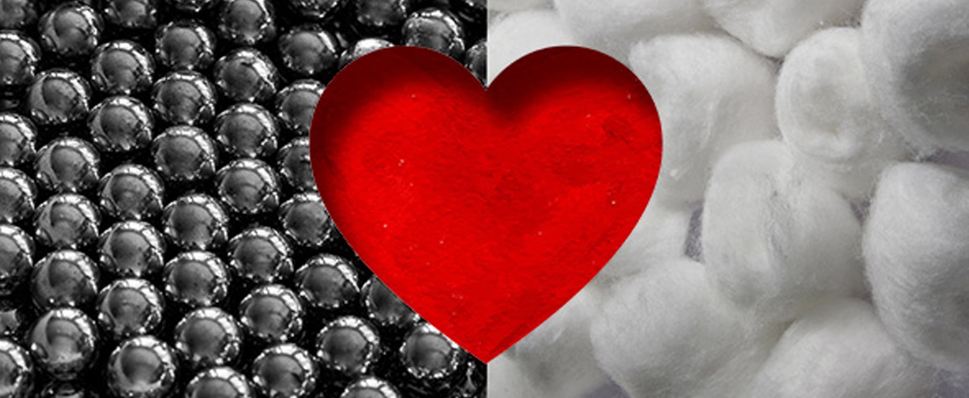 Heart image with cotton balls and bb's