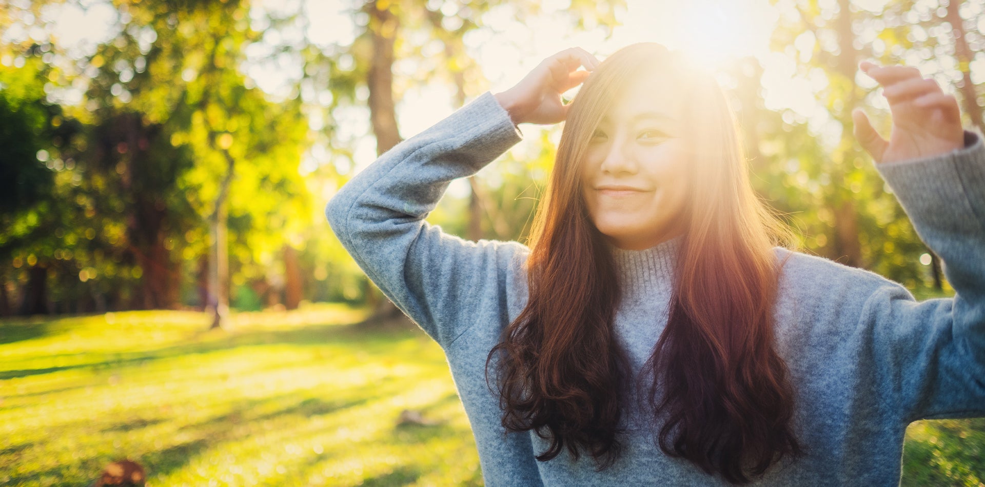 Smiling into sunlight