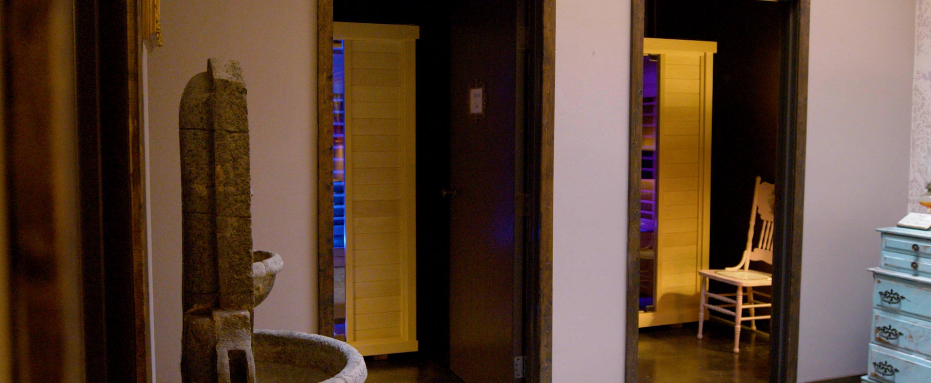 A Sunlighten infrared sauna in a wellness spa