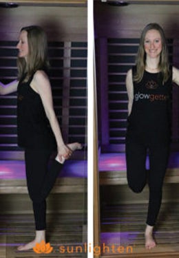 Quad stretch in sauna